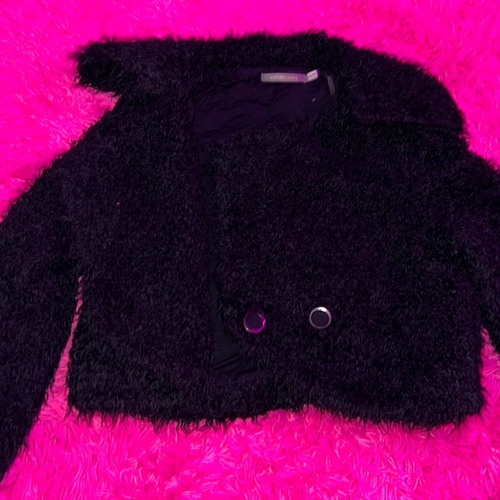 Black Shaggy Crop Coat